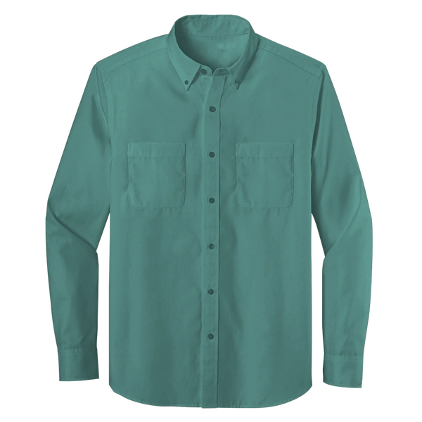 Long Sleeve Double Pocket Button-Down Polo (LL08)